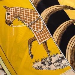Pre Owned Hermes Yellow Patchwork Silk Maxi Twilly Scarf