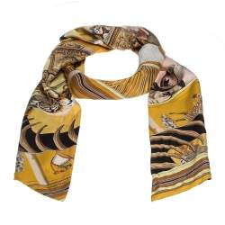 Pre Owned Hermes Yellow Patchwork Silk Maxi Twilly Scarf