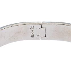 Pre Owned Hermès Clic H Yellow Enamel Palladium Plated Narrow Bracelet GM