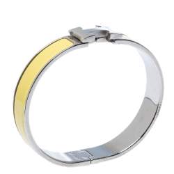 Hermes Narrow Clic H Bracelet (Loden Green/Palladium Plated) - GM