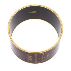 Pre Owned Hermes Brides De Gala Tattoo Printed Enamel Extra Wide Bangle Bracelet