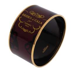 Pre Owned Hermes Brides De Gala Tattoo Printed Enamel Extra Wide Bangle Bracelet
