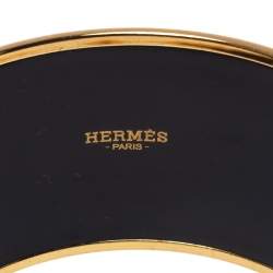 Pre Owned Hermes Brides De Gala Tattoo Printed Enamel Extra Wide Bangle Bracelet