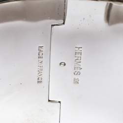 Pre Owned Hermes Clic Clac H Orange Enamel Palladium Plated Extra Wide Bracelet PM