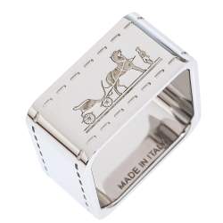 Pre Owned Hermes Bolduc Palladium Plated Scarf Ring