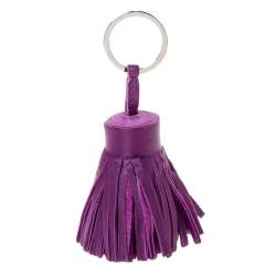 Pre Owned Hermes Purple Lambskin Leather Carmen Tassel Keychain