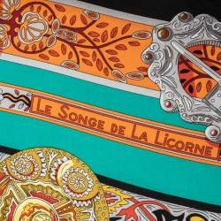 Pre Owned Hermes Multicolor Le Songe De La Licorne Silk Twill Square Scarf