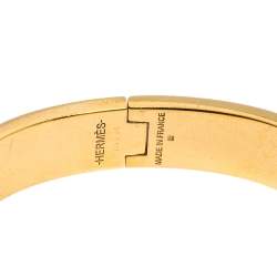 Pre Owned Hermes Clic H Rouge Enamel Gold Plated Narrow Bracelet PM