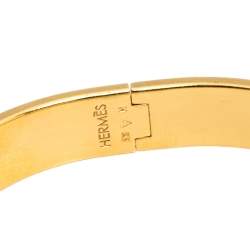 Pre Owned Hermès Clic H Yellow Enamel Gold Plated Narrow Bracelet GM