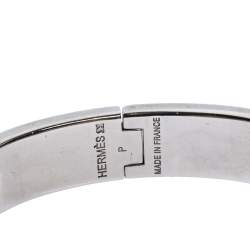 Pre Owned Hermès Clic H Multi Color Enamel Palladium Plated Narrow Bracelet PM