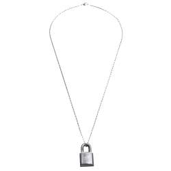 Pre Owned Hermes O'Kelly Leather Palladium Plated Pendant Necklace