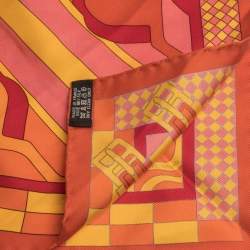 Hermes Orange Steeple Chase Print Silk Scarf
