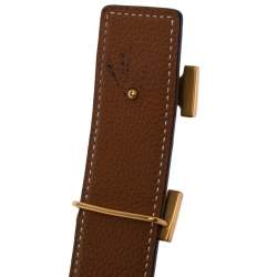 Pre Owned Hermes Black/Brown Leather Constance Reversible Buckle Belt 80CM