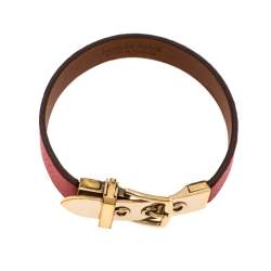 Hermès Java 10 Rose Jaipur Calfskin Gold Plated Bracelet S