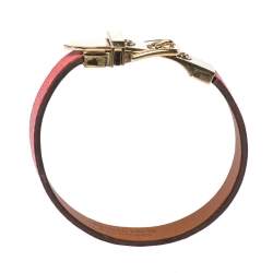 Hermès Java 10 Rose Jaipur Calfskin Gold Plated Bracelet S