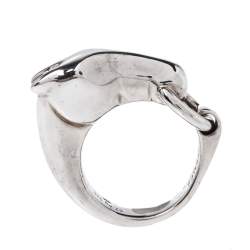 Pre Owned Hermès Sterling Silver Galop Ring Size EU 52