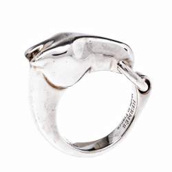 Pre Owned Hermès Sterling Silver Galop Ring Size EU 52
