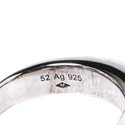 Pre Owned Hermès Sterling Silver Galop Ring Size EU 52