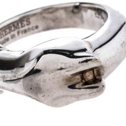 Pre Owned Hermès Sterling Silver Galop Ring Size EU 52