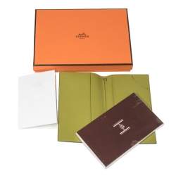 Pre Owned Hermes Vert Chartreuse Mysore Leather Vision II Simple Agenda Cover