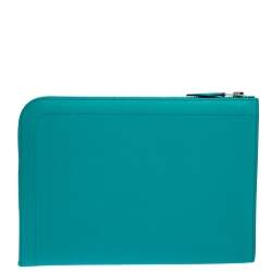 Hermes Vert Vertigo Epsom Leather Zip Tablet Case