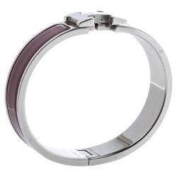 Pre Owned Hermes Clic H Rouge de Chine Palladium Plated Narrow Bracelet PM