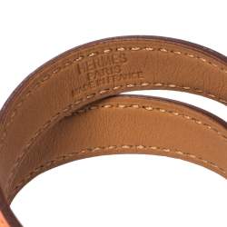 Pre Owned Hermes Kelly Orange Leather Double Tour Wrap Bracelet M