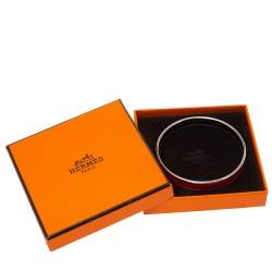 Pre Owned Hermès Red Enamel Calèche Narrow Bangle Bracelet