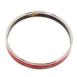 Pre Owned Hermès Red Enamel Calèche Narrow Bangle Bracelet