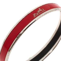 Pre Owned Hermès Red Enamel Calèche Narrow Bangle Bracelet