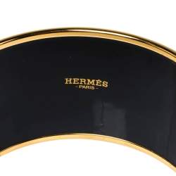 Pre Owned Hermes Bleu Maldives Enamel Extra Wide Sellier Bangle Bracelet