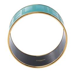 Pre Owned Hermes Bleu Maldives Enamel Extra Wide Sellier Bangle Bracelet