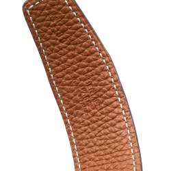 Pre Owned Hermes Black/Brown Leather Constance Reversible Buckle Belt 80CM
