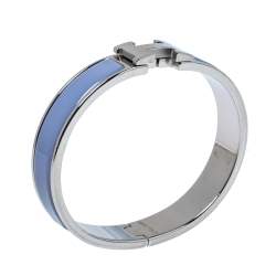 Pre Owned Hermès Clic H Enamel Palladium Plated Narrow Bracelet GM