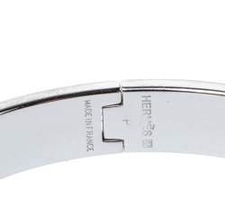 Pre Owned Hermès Clic H Enamel Palladium Plated Narrow Bracelet GM
