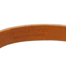 Pre Owned Hermès Micro Rivale Leather Palladium Plated Bracelet S