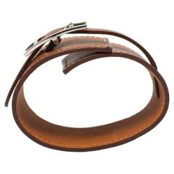 Pre Owned Hermès Tan Brown Leather Wide Hapi Bracelet M