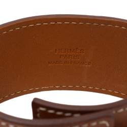 Pre Owned Hermès Tan Brown Leather Wide Hapi Bracelet M