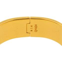 Pre Owned Hermès Clic Clac H Cream Enamel Gold Plated Wide Bracelet PM