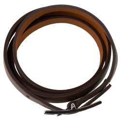Pre Owned Hermès Taupe Leather Hapi Quad Tour Wrap Bracelet M