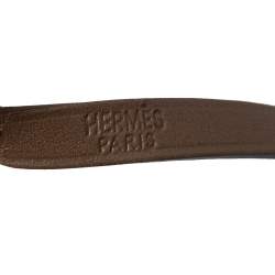 Pre Owned Hermès Taupe Leather Hapi Quad Tour Wrap Bracelet M