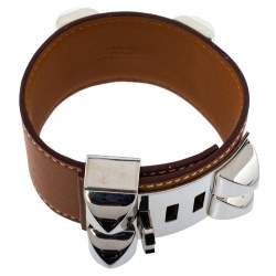 Pre Owned Hermès Collier de Chien Tan Brown Leather Cuff Bracelet