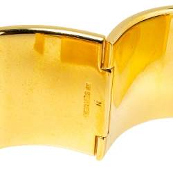 Pre Owned Hermès Clic Clac H Red Enamel Gold Plated Extra Wide Bracelet