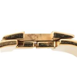 Pre Owned Hermes Clic Clac H Black Enamel Gold Plated Bracelet PM