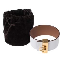 Pre Owned Hermès Bicolor Leather Gold Plated Illusion Bracelet