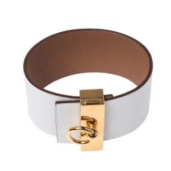 Pre Owned Hermès Bicolor Leather Gold Plated Illusion Bracelet