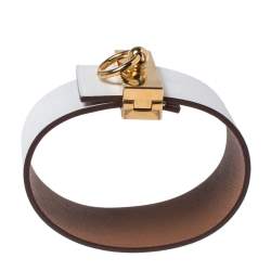 Pre Owned Hermès Bicolor Leather Gold Plated Illusion Bracelet
