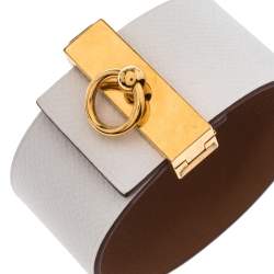 Pre Owned Hermès Bicolor Leather Gold Plated Illusion Bracelet