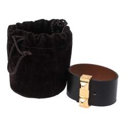 Pre Owned Hermès Bicolor Leather Gold Plated Illusion Bracelet