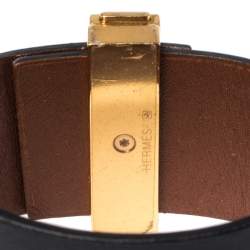 Pre Owned Hermès Bicolor Leather Gold Plated Illusion Bracelet